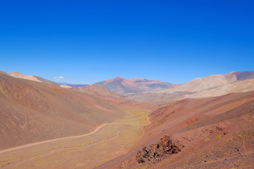 Fototapeta na wymiar Beautiful mountain landscape in the Argentine Andes, near Laguna Brava, Paso Pircas Negras, Argentina, South America