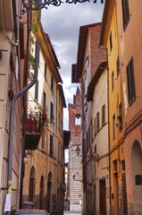 Fototapeta na wymiar Typical street in the ancient center of Pistoia
