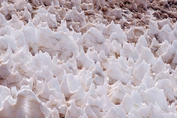 Ice or snow penitentes at Paso De Agua Negra mountain pass, Chile and Argentina, South America - obrazy, fototapety, plakaty