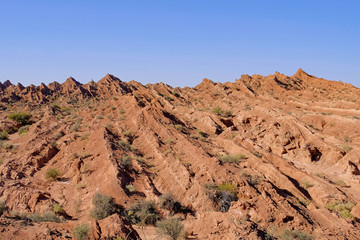 Folding and natural hexagonal column of the mountains, canyon of Cuesta Del Viento, Rodeo, San...