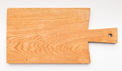 Wooden cutting board isolated on white background