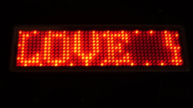 'I love you' and heart sign as scrolling LED display.