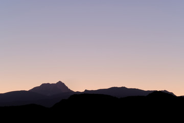Aconcagua, highest mountain in the Americas, layers of the andean precordillera, view from Uspallata, Mendoza, Argentina