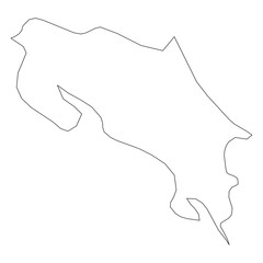 Costa Rica - solid black outline border map of country area. Simple flat vector illustration.