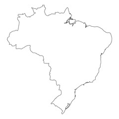 Brazil - solid black outline border map of country area. Simple flat vector illustration.