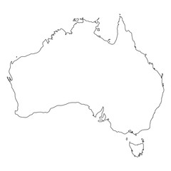Australia - solid black outline border map of country area. Simple flat vector illustration.
