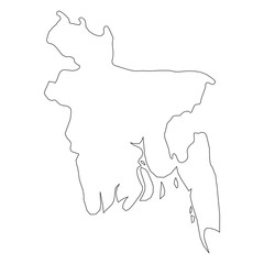 Bangladesh - solid black outline border map of country area. Simple flat vector illustration.