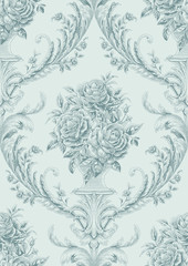 Damask Seamless Pattern :Roses