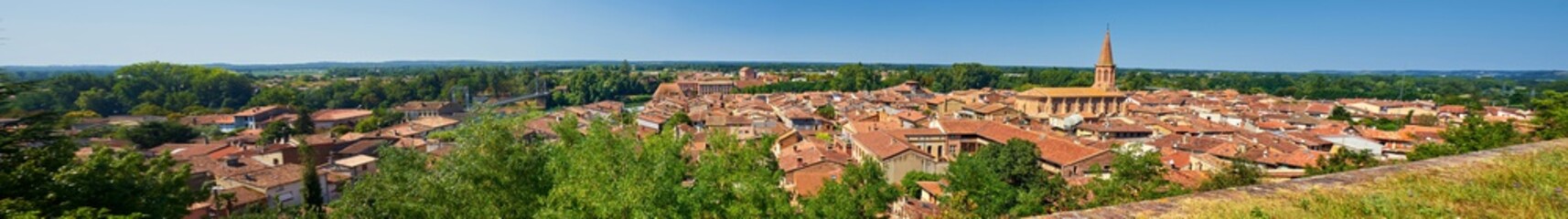 Fototapeta na wymiar Aerial View Of The City Of Villemur Sur Tarn Haute Garonne Franc