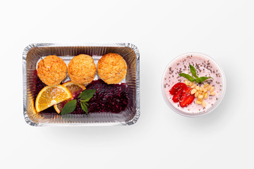 Healthy dessert isolated, tope view