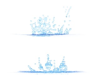 Fototapeta na wymiar 3D illustration of 2 side views of pretty water splash - mockup isolated on white, creative illustration