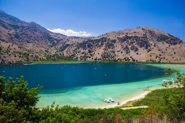 Obraz na płótnie Canvas Panoramic view of lake Kournas at Crete island in Greece