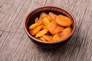 Dried apricots in the bowl