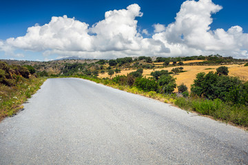 The road along the mountains in Crete