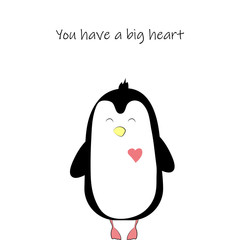 postcard with a cute penguin and a good inscription