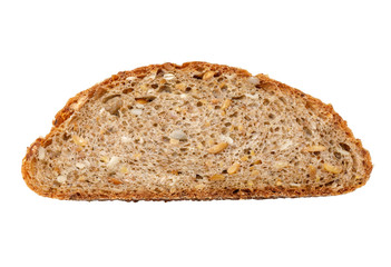 Slice of whole grain bread with seeds