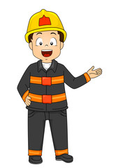 Kid Boy Fireman Illustration