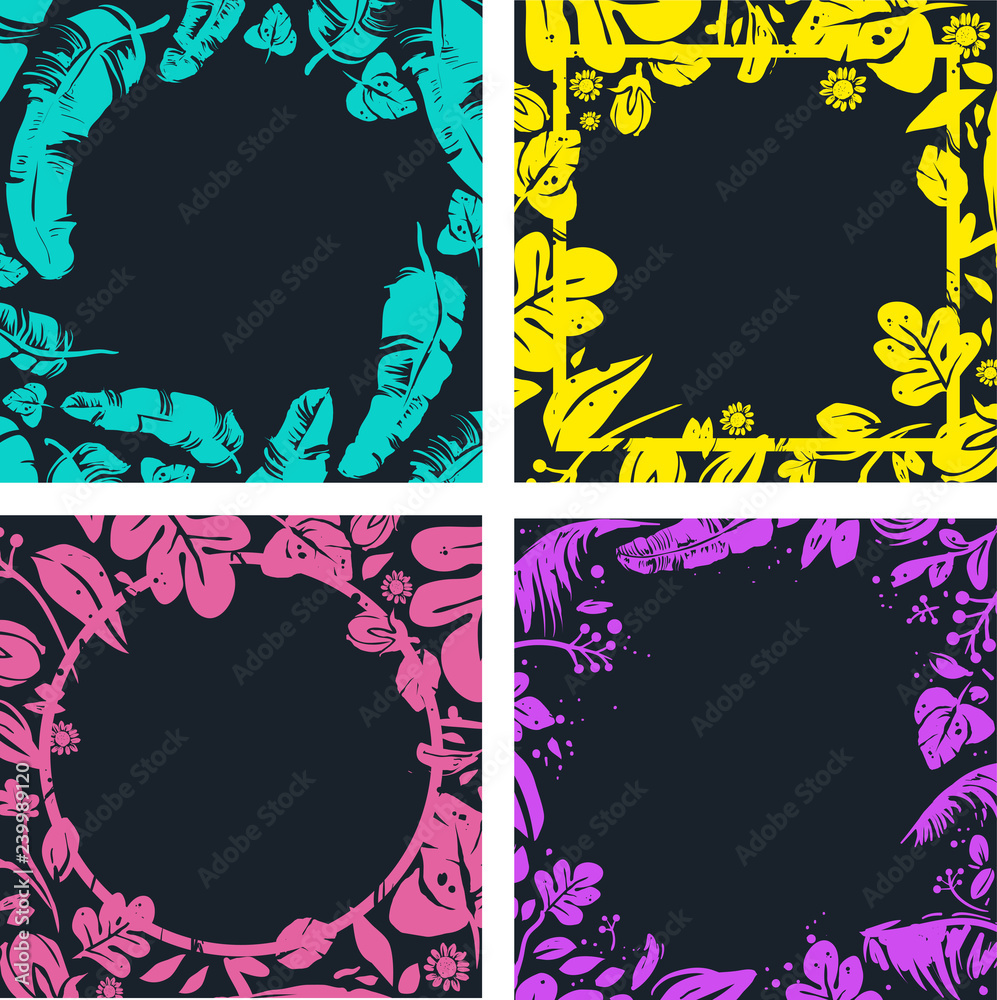 Canvas Prints stencil tropical frame illustration