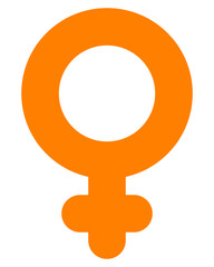 Female symbol icon - orange thick rounded, isolated - vector