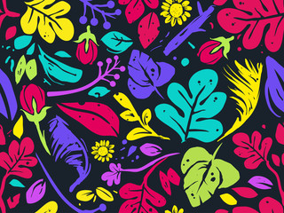 Tropical Floral Seamless Background Illustration