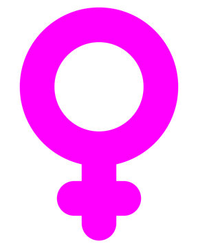 Female symbol icon - purple thick rounded, isolated - vector