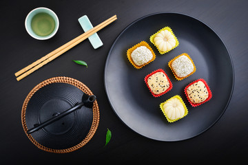 Mochi assortment on plate