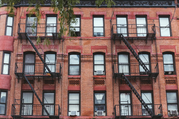 full frame of building with staircases in new york city, usa