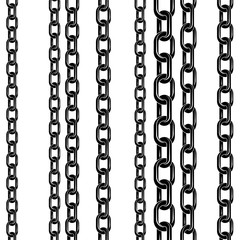Black contour of the metal chain with highlights on the links. Construction and industry. - 239990165