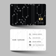 Business card template design. With inspiration from the abstract.Contact card for company. Two sided black and white . Vector illustration.
