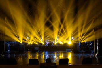Free stage with lights, lighting devices.