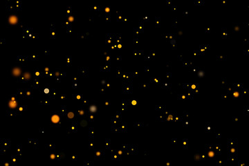 Golden glitter isolated bokeh overlay may be used in screen mode