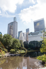 Fototapeta na wymiar buildings and city park in new york, usa