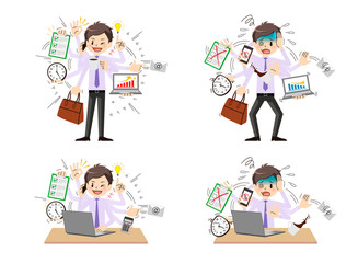 Businessman with multi tasking and multi skill