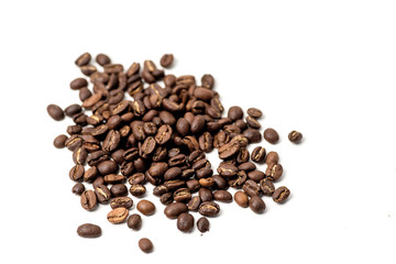 brown coffee beans on a white background