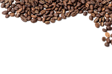 brown coffee beans on a white background