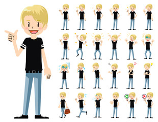 male charactor set. Various poses and emotions.