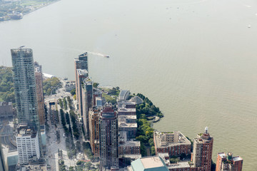 Fototapeta premium aerial view of new york city skyscrapers, usa