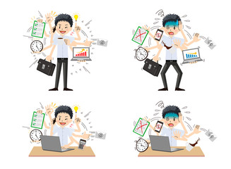 Schoolboy with multi tasking and multi skill