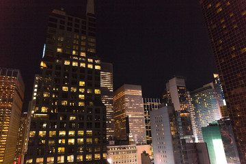 urban scene of new york city at night, usa