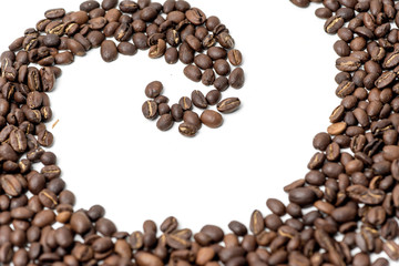 brown coffee beans on a white background