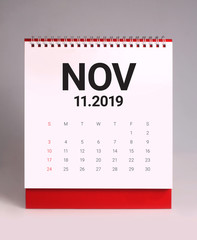 Simple desk calendar 2019 - November