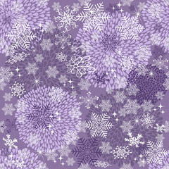 Violet seamless Christmas pattern with balls