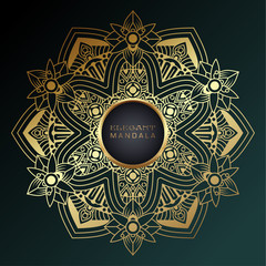 Vector round circle. Mandala style. Decorative element with gold.