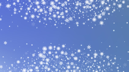 Falling Snow Background. Bbright, White, Shimmer, Glowing, Scatter, Falling background. Holiday picture of the Christmas banner. Blue base.