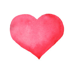 Abstract watercolor pink heart on white background. The isolated illustration for Valentines day in the paper. It is a hand drawn. watercolor print for design of clothes, card, banner, fyer, icon
