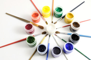 paints and brushes