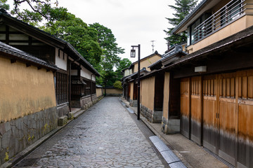Fototapeta na wymiar The Good Old Japanese Street at Bukeyashikiato, Kanazawa, Ishikawa, Japan 金沢 武家屋敷跡