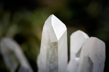 Natural quartz stone on black background stone rock