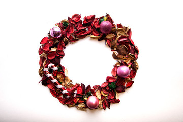 Christmas wreath isolated on white background