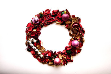 decorative Christmas wreath isolated on white background
